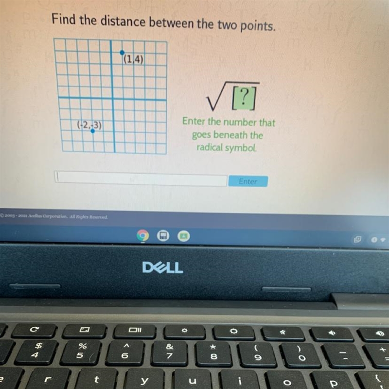 Find the distance between the two points.|(1,4)✓ [?](-2,-3)Enter the number thatgoes-example-1