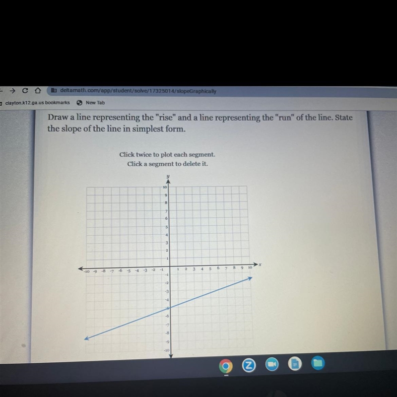 The rise and run of the line, state the slope in simplest form-example-1