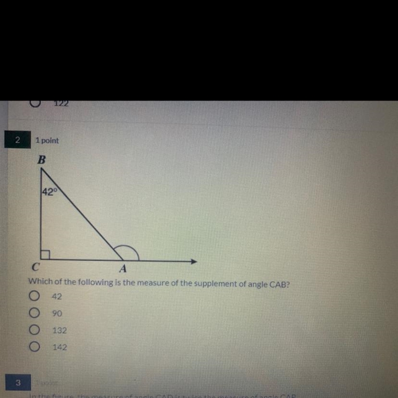 Which of the following is the measure of the supplement of angle CAB-example-1