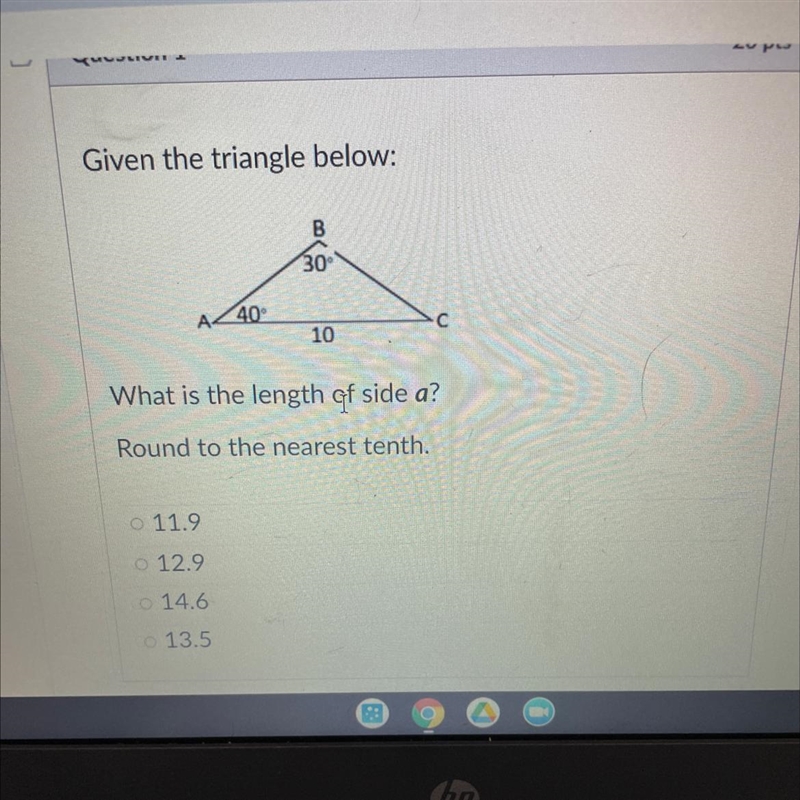 What is the length of side a? Round to the nearest tenth-example-1