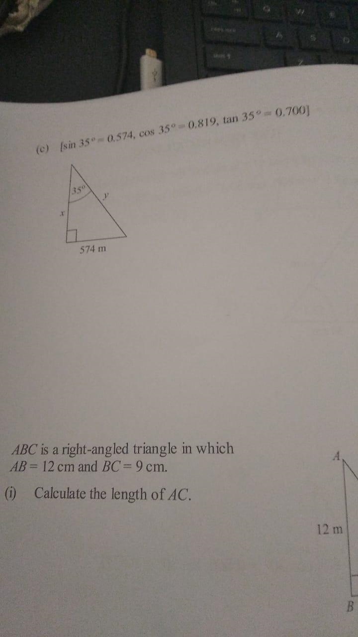 USE OF SOH CAH TOA Find the value of x and y-example-1