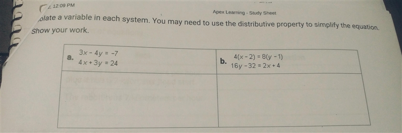 Please help Isolate a variable in each system. You may need to use the distributive-example-1