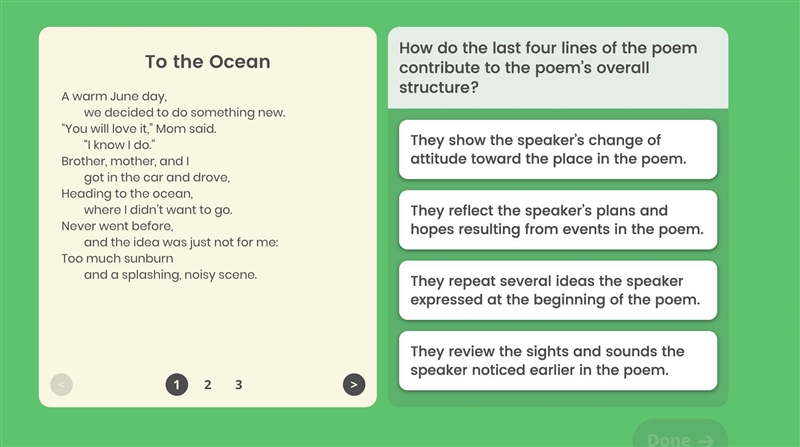 How do the last four lines of the poem contribute to the poems overall structure. help-example-1