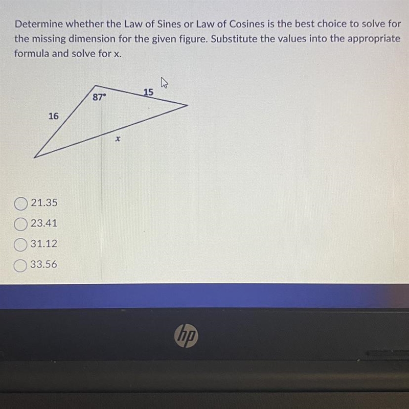 Substitute the values into the appropriate formula and solve for x.-example-1