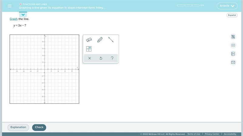 Graph the line y=3x-7-example-1