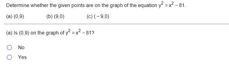 Determine whether the given points are on the graph of the equation-example-1