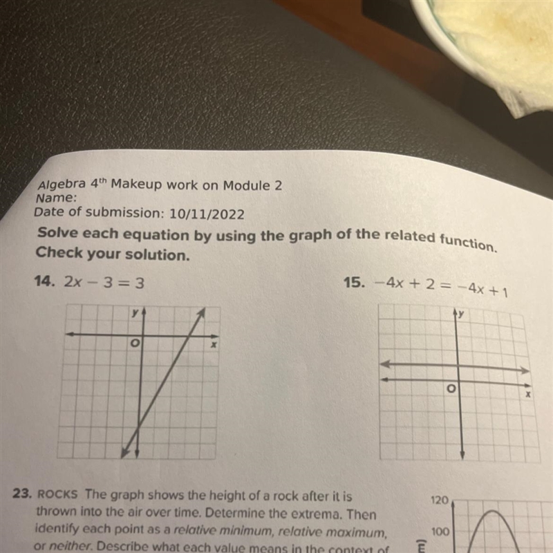 Solve each equation by using the graph of the related function. 9th grade algebra-example-1