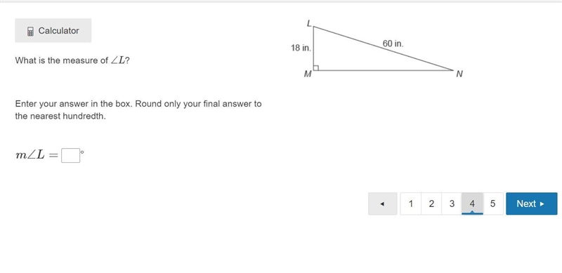 Oml just help What is the measure of ∠L? Enter your answer in the box. Round only-example-1