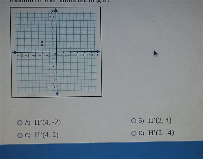 What are the coordinates of the image of point H after a counterclockwise rotation-example-1