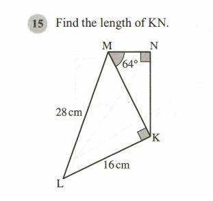 Use SOH CAH TOA to find the length of KN-example-1