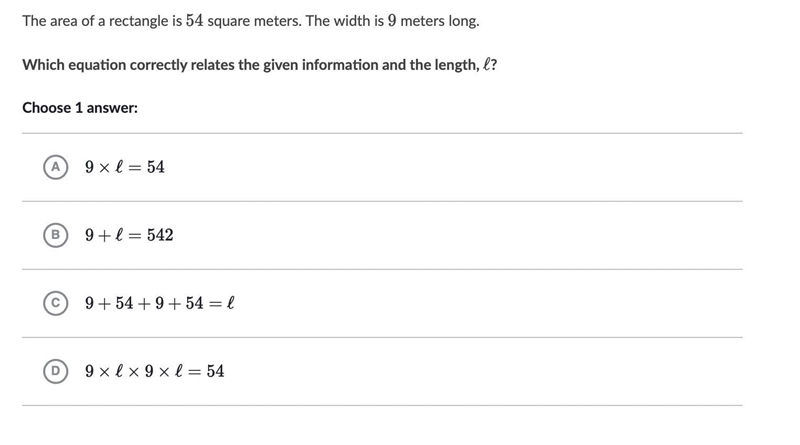 The area of a rectangle is 54 square meters. The width is 9 meters long.-example-1