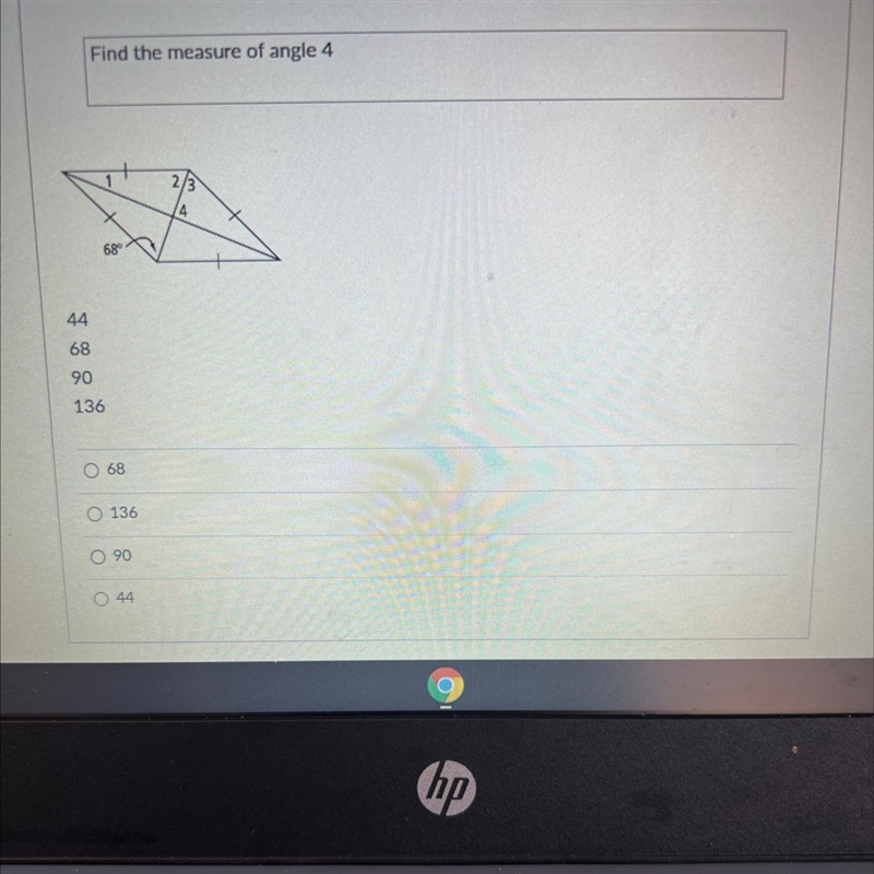 Find the measure of angle 4 689 44 68 90 136-example-1