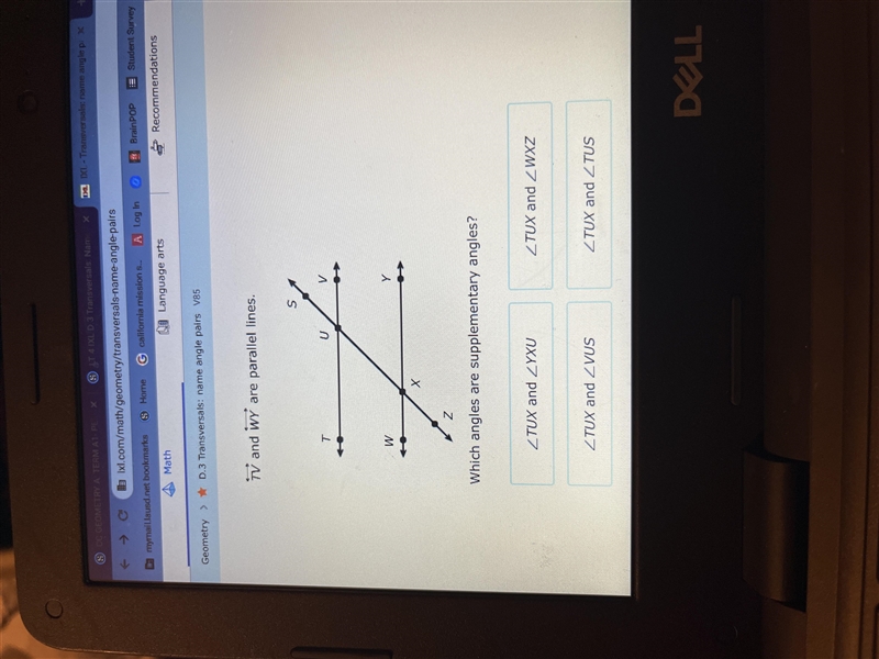 Help me find which angles are supplementary-example-1