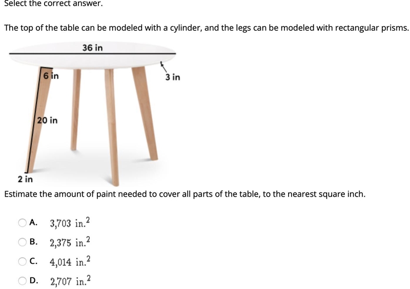 The top of the table can be modeled with a cylinder, and the legs can be modeled with-example-1