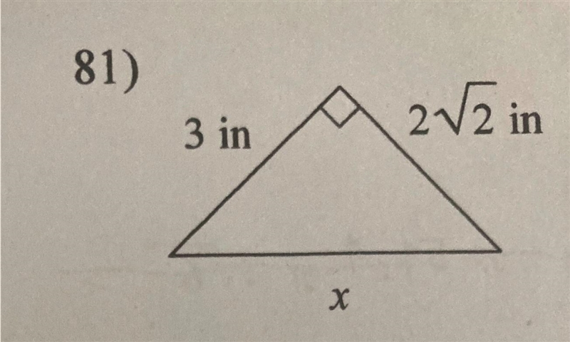 Find the missing side of the triangle in the simplest radical form.-example-1