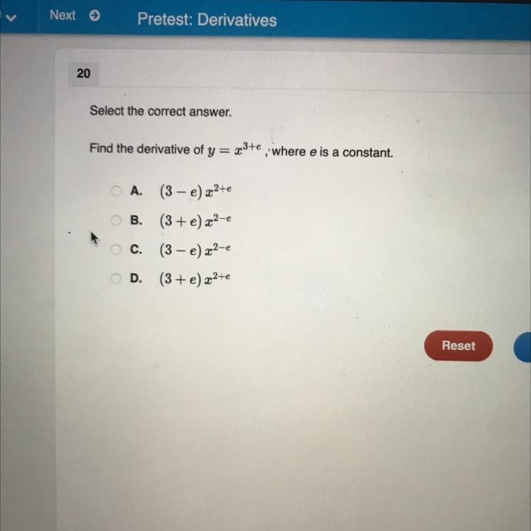 Find the derivative of Y=x^3+e, where e is a constant.-example-1