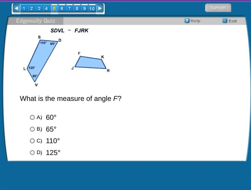 What is the measure of angle F?-example-1