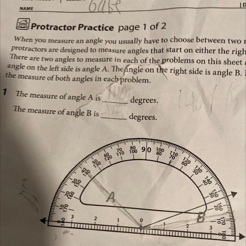 When you measure an angle you usually have to choose between two numbers because protractors-example-1