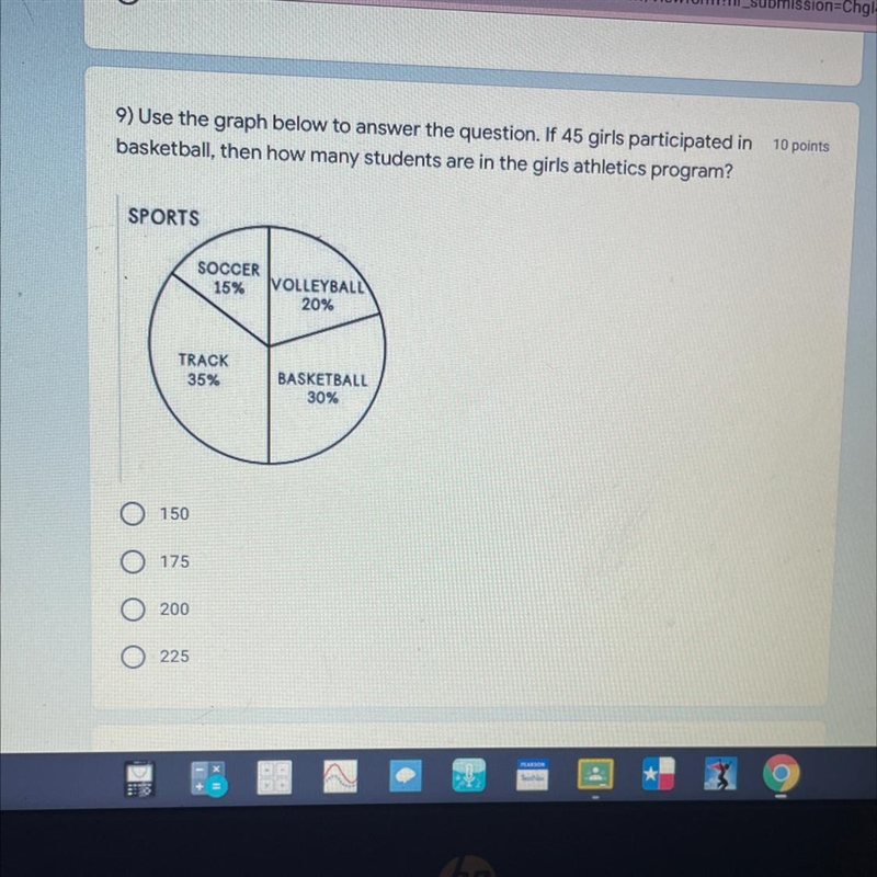 10 points9) Use the graph below to answer the question. If 45 girls participated inbasketball-example-1