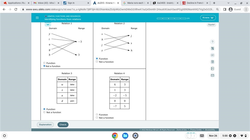 For each relation, decide whether or not it is a function.-example-1