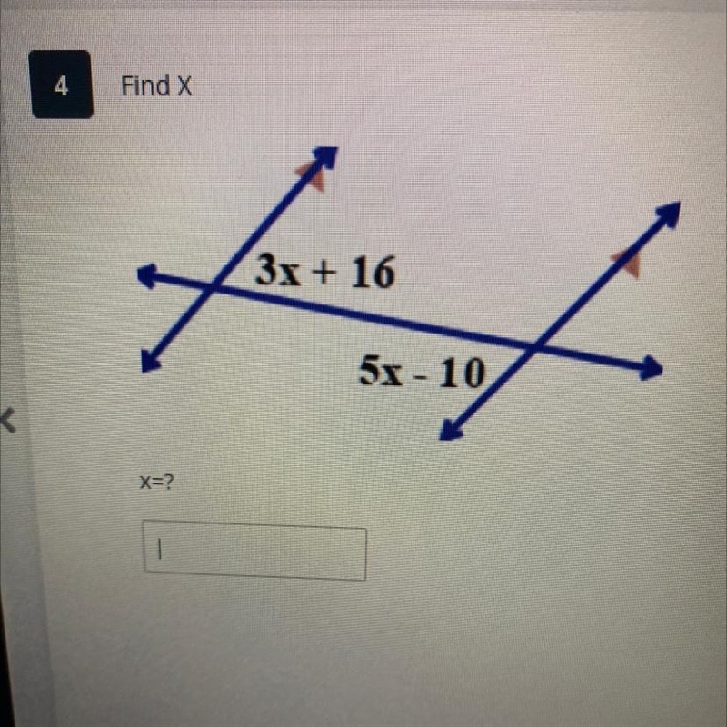 Find X 3x + 16 5x-10-example-1