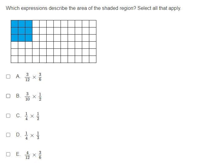 Need Help Quickly! Which expressions describe the area of the shaded region? Select-example-1