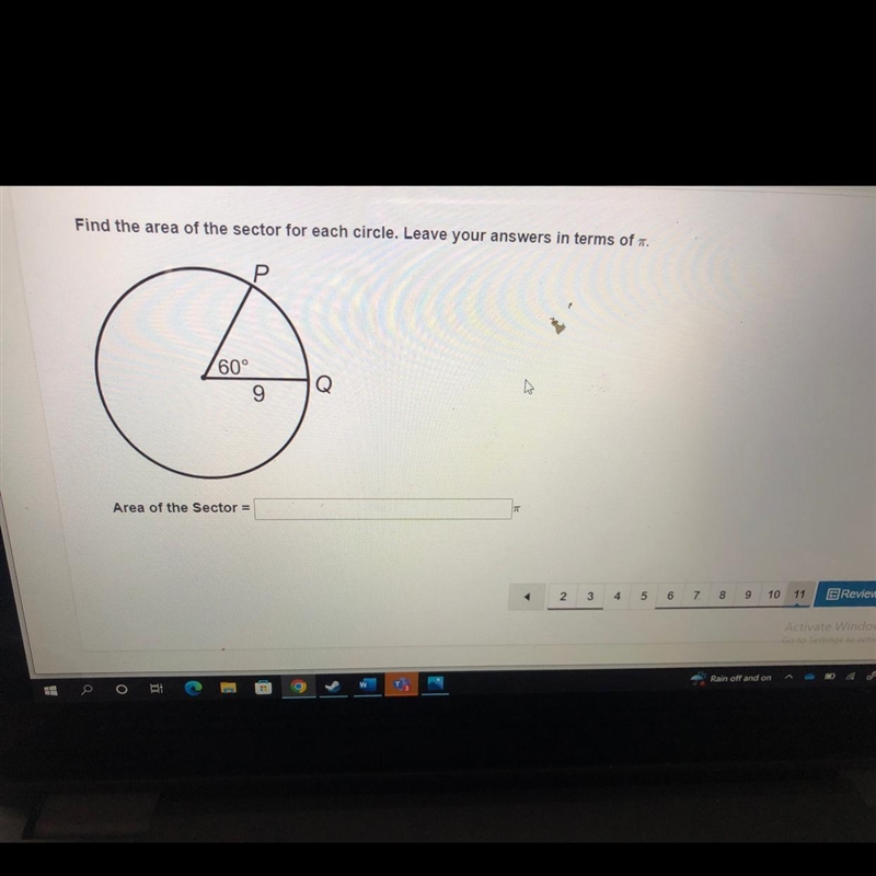 What’s the area of the sector=-example-1