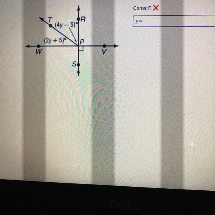 W (4y-5) (2y + 5) S R P V What is the value of y?-example-1