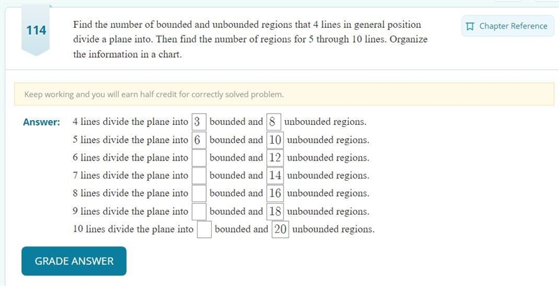 find the number of bounded and unbounded regions that 4 lines in general position-example-1