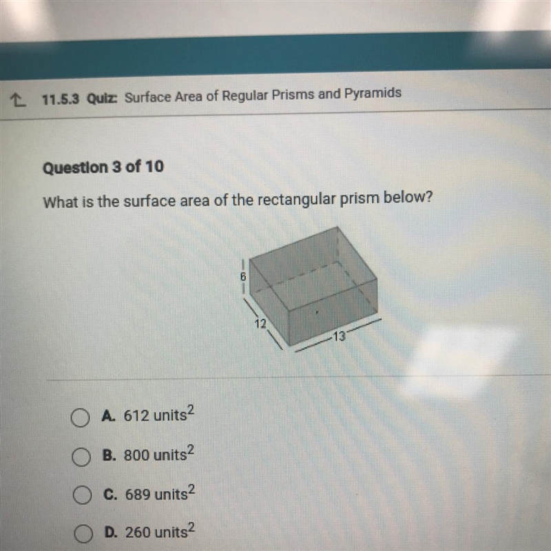 What is the surface area of the rectangular prism below?-example-1