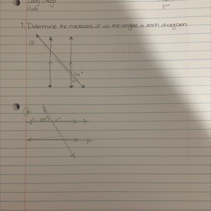 Determine the measures of all the angles in the diagram :/-example-1