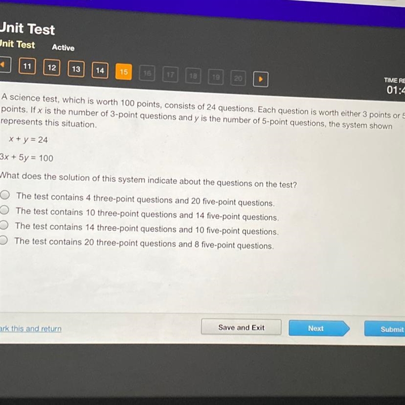 A science test, which is worth 100 points, consists of 24 questions. E points. If-example-1