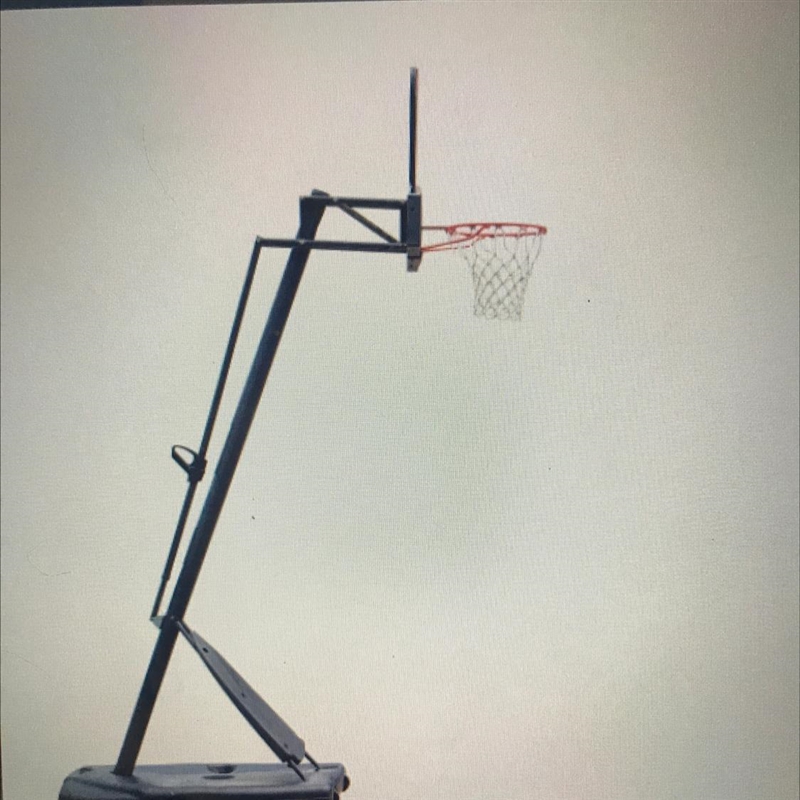 A basketball hoop is purchased for use outside. It is on a moveable base which needs-example-1