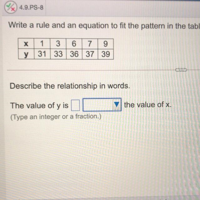 The value of y is _ more than the value of x-example-1