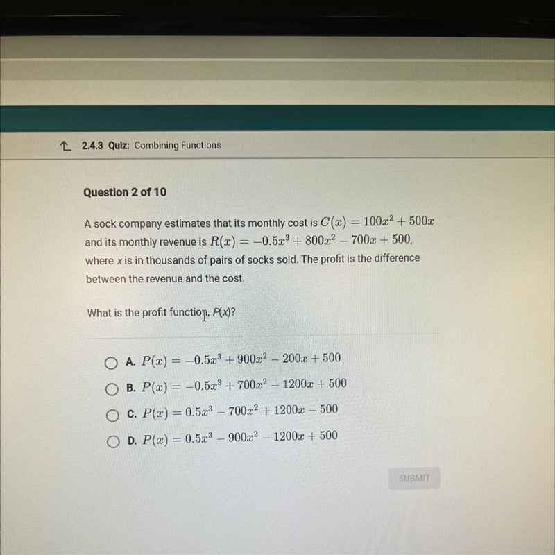 A stock compost monthly cost is c(x)-example-1