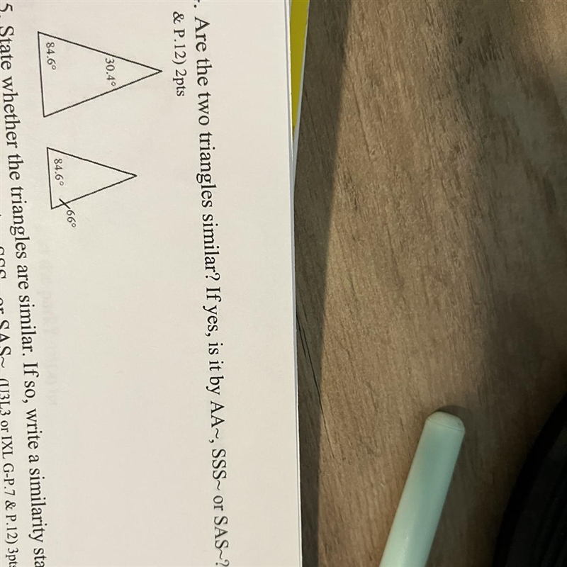 14. Are the two triangles similar?-example-1