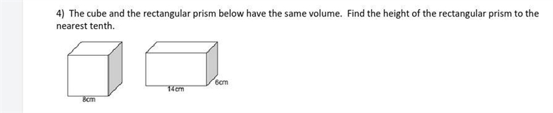 The cube and the rectangular prism below have the same volume. Find the height of-example-1