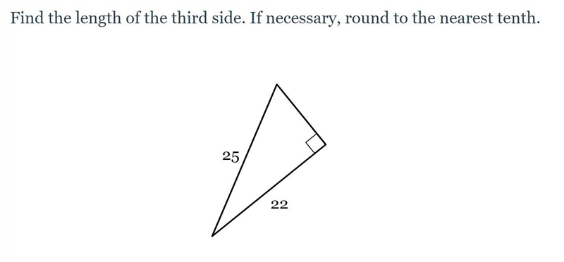 Find the length of the third side. If necessary, round to the nearest tenth 22 25-example-1