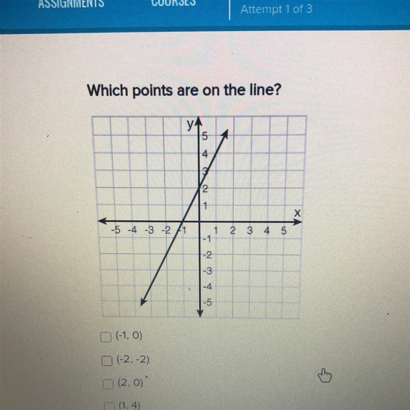 Which points are on the line?-example-1