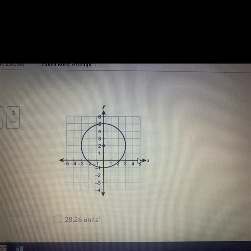 What is the area of the given circle when using 3.14 for n and rounding to the nearest-example-1