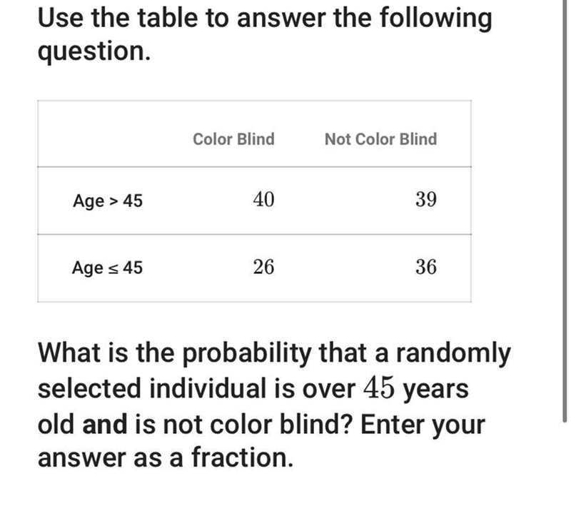 What is the probability that a randomly selected individual is over 4545 years old-example-1