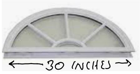 What is the area of the semicircle window shown above?-example-1