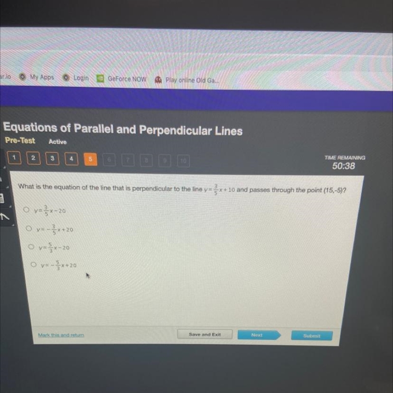 Need help What is the equation of the line that is perpendicular to the line = u + 10 and-example-1