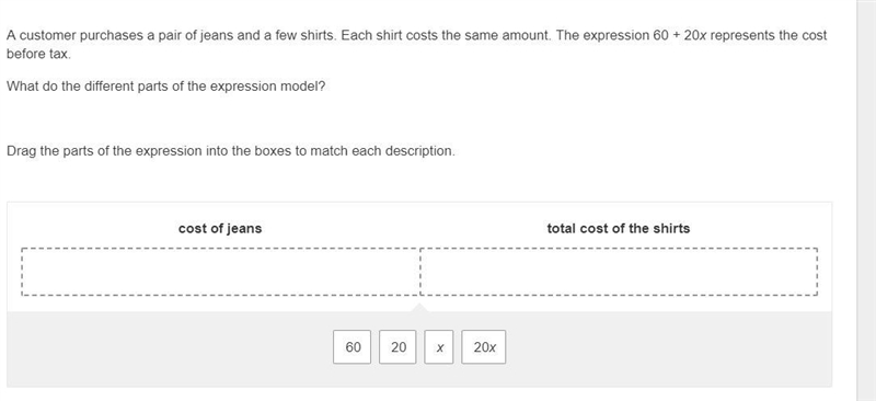 A customer purchases a pair of jeans and a few shirts. Each shirt costs the same amount-example-1