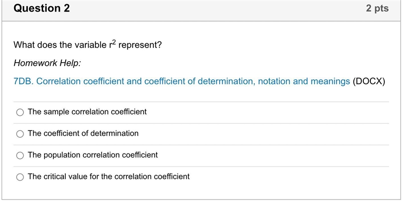 What does the variable r2 represent?The sample correlation coefficientThe coefficient-example-1