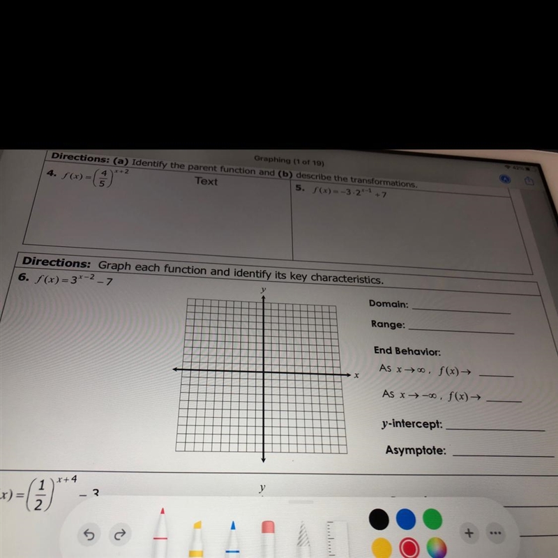 Directions in pic. Please graph and fill in the blanks-example-1