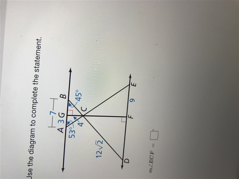 Use the diagram to complete the statement.72A 3GB539)45°41C С12/2DF9 EmZECF-example-1