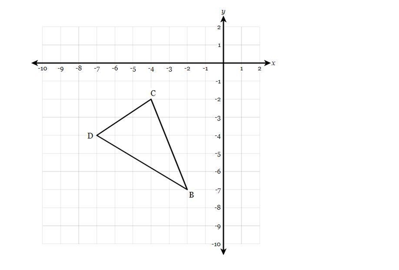 Triangle BCD, with vertices B(-2,-7), C(-4,-2), and D(-7,-4), is drawn on the coordinate-example-1