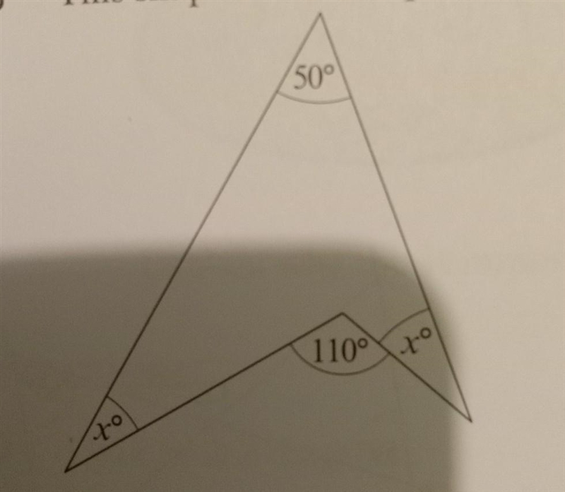 This shape has two equal angles. Work out the value of x. I need to refresh this. I-example-1