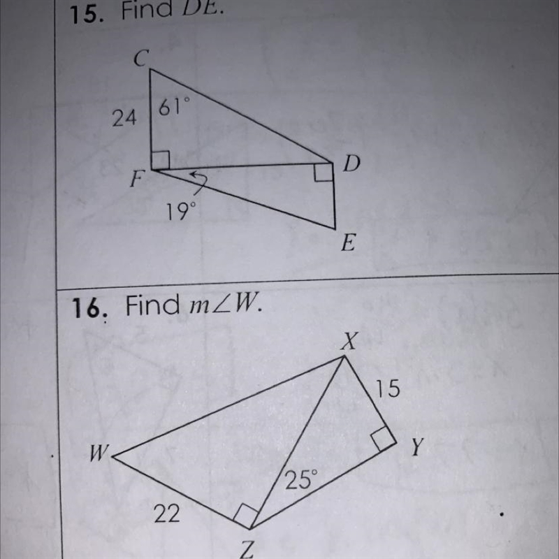 16. Find mZW. X 15 W Y 25° 22 Z-example-1